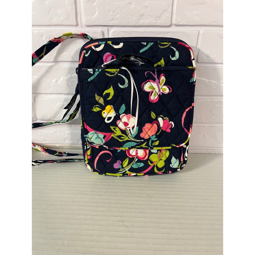 Vera Bradley Crossbody Bag Womens Small Navy Midnight Blues Floral Quilted